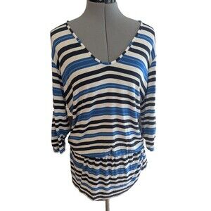 Nautica women's Blue and White striped drop waist casual dress SZ S Beachy Coast